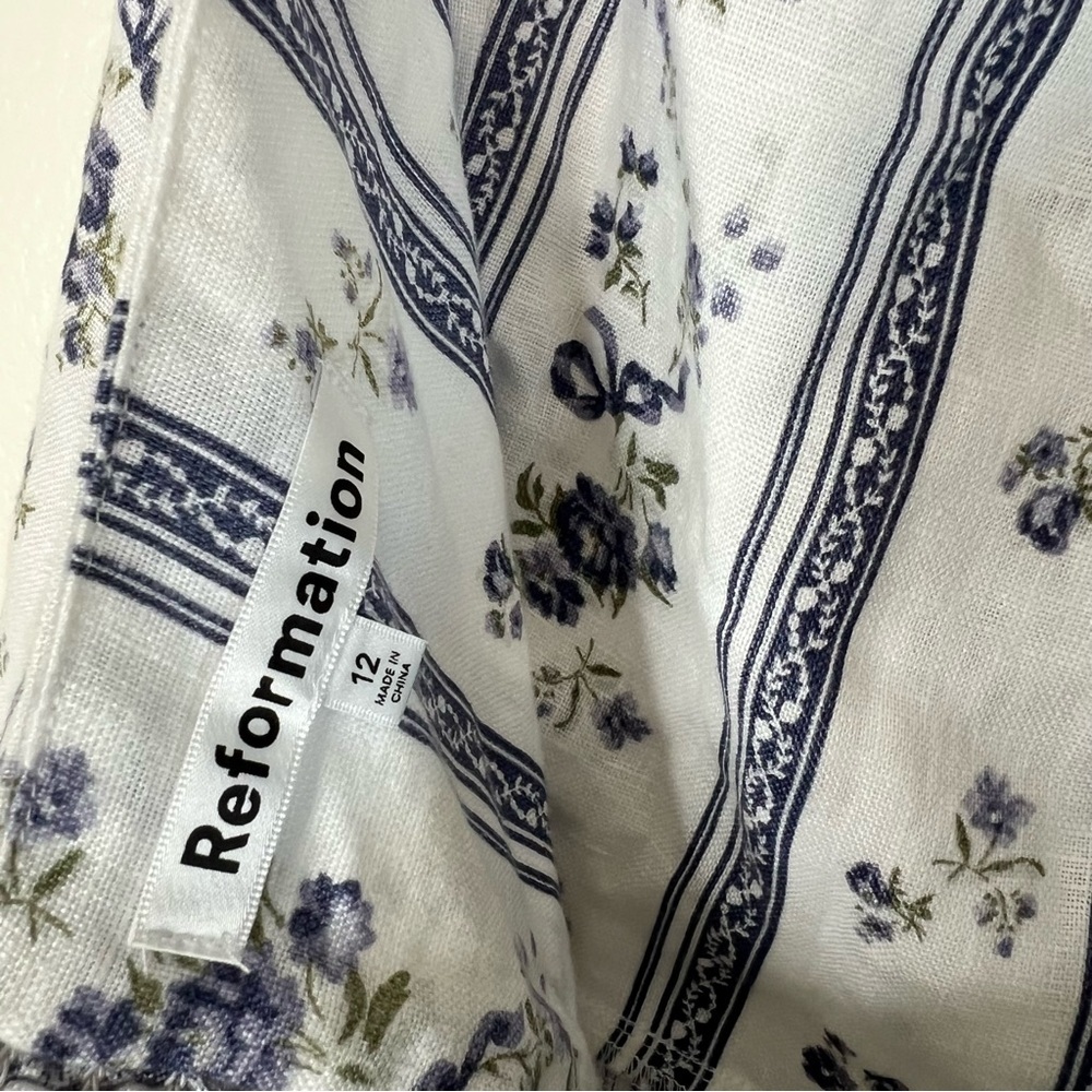 Reformation Linen Floral Striped Halter Dress - Picture 6 of 6